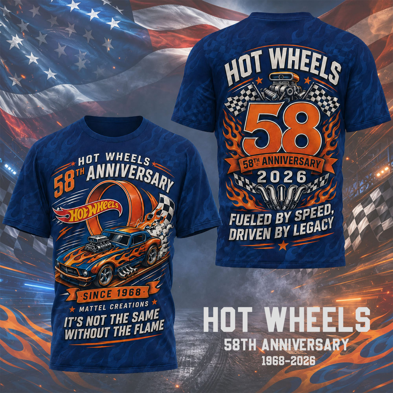 Hot Wheels 58th anniversary 1968-2026 Shirt – All Over Print