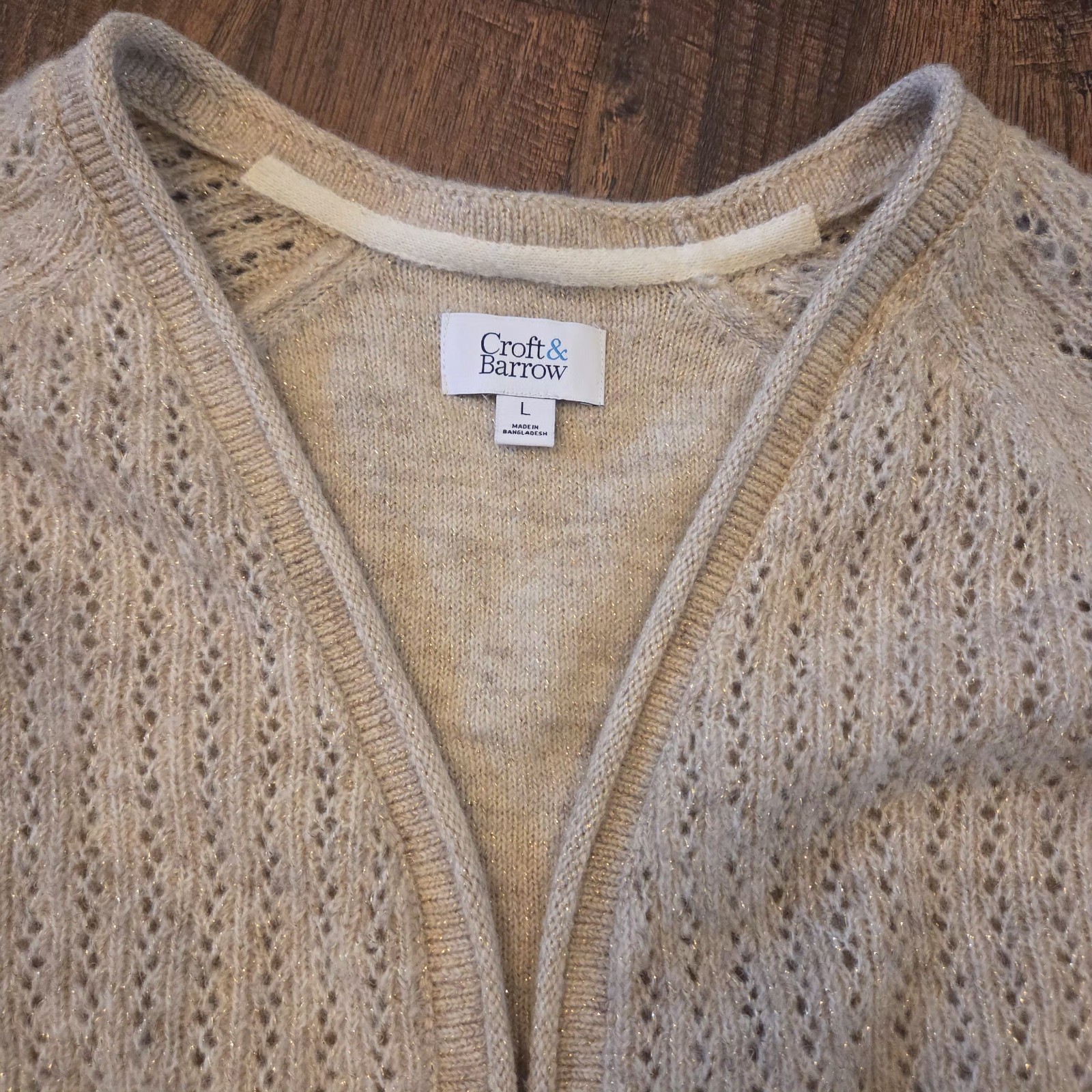 Croft And Barrow Cropped Cardigan With Sparkle Womens L All Seasons NWOT