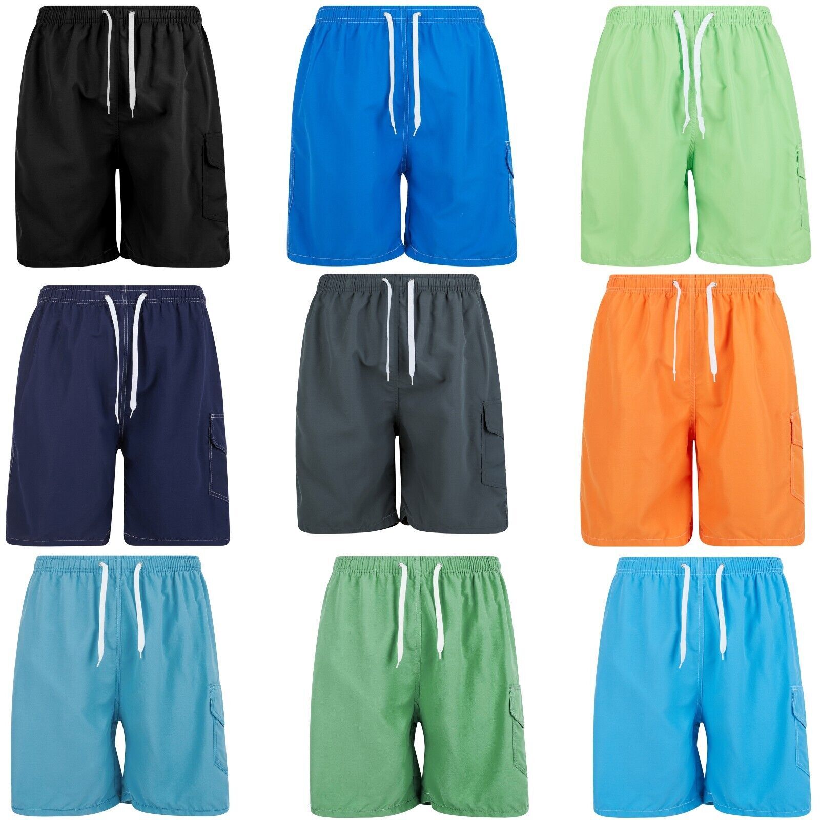 Men Swim Trunks Cargo Swimming Beach Shorts Swimwear Suit 3 Pockets Bathing Suit