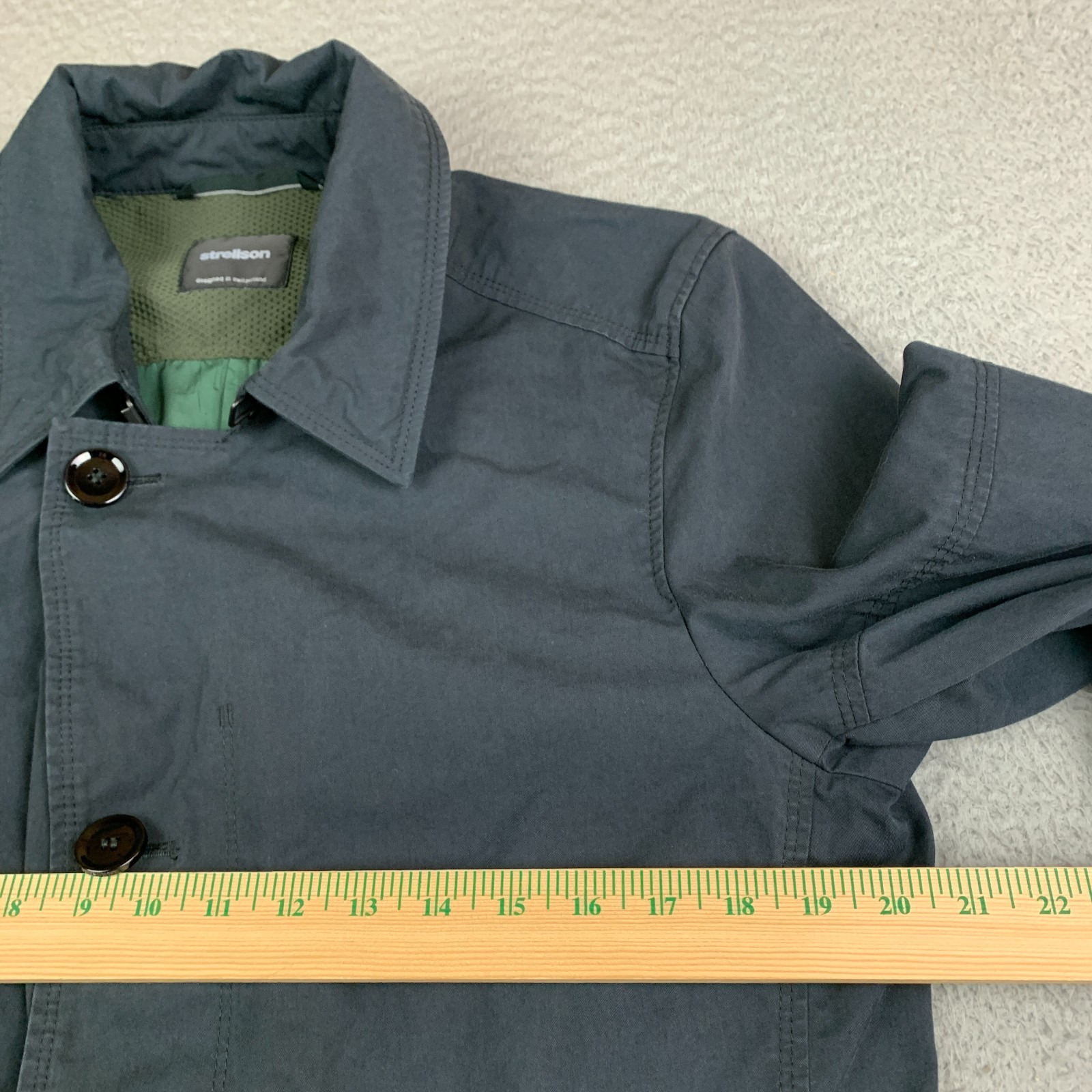 Strellson Coat Mens 50 Cargo Pockets Utility Jacket Button Closure (Dark Blue)