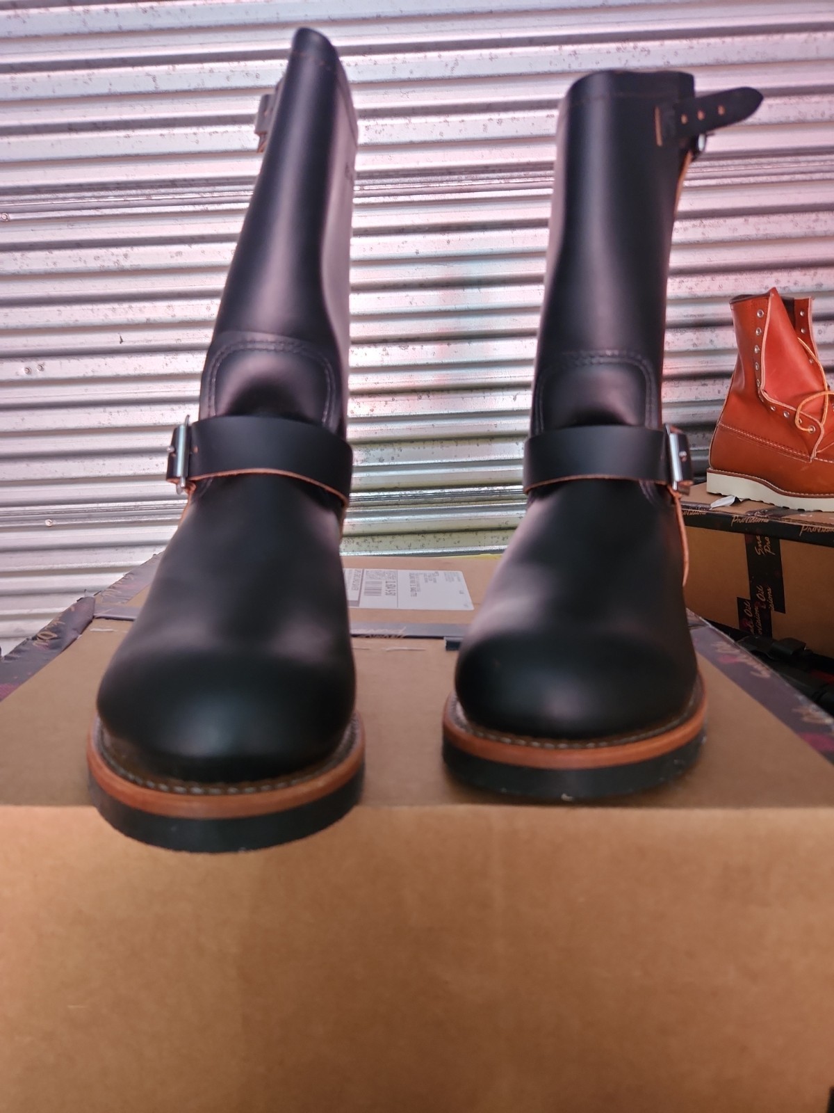 Red Wing 9268 Engineer Boots Klondike Leather, Black, Steel Toe, Size 8.5 D