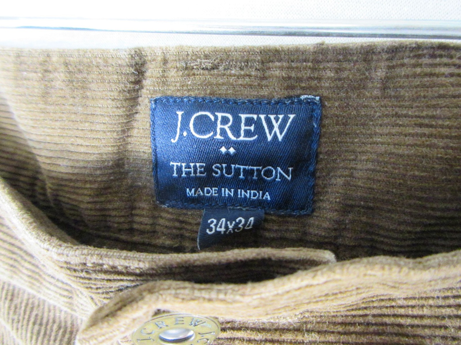 JCrew Pants Mens 34×34 The Sutton Corduroy Brown Straight Leg Casual Five Pocket
