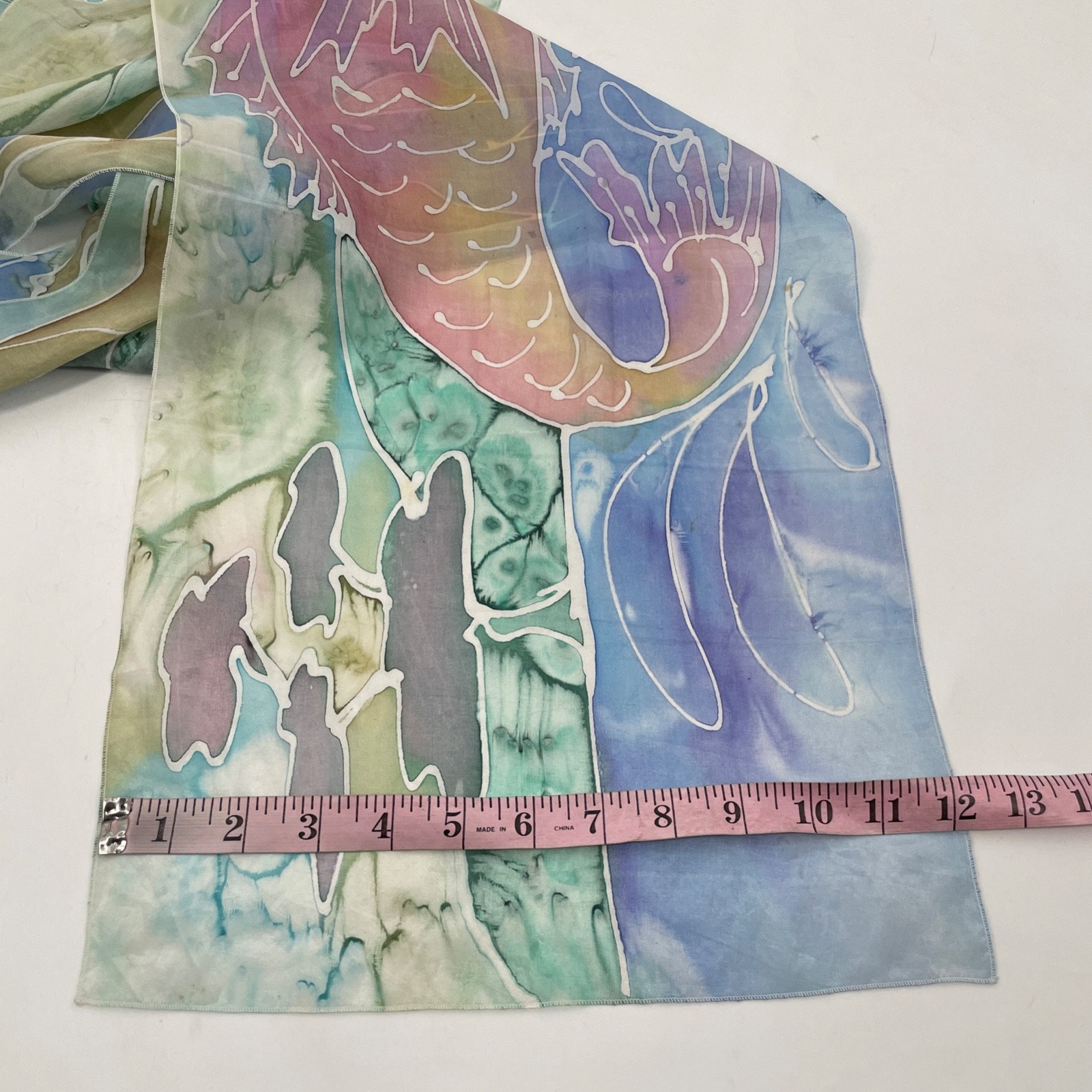 J. B. Addison Hand Painted original Silks Scarf multi watercolor 12x 58″ pastel