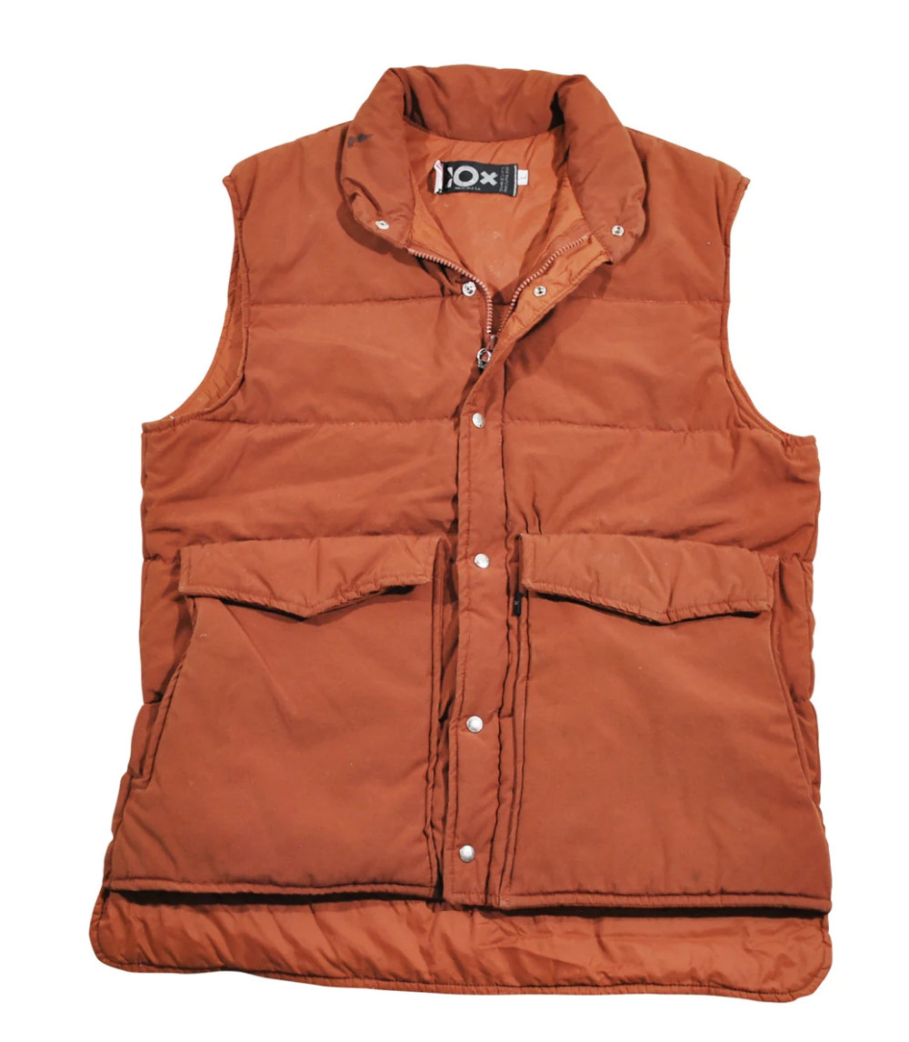 Vintage 10X Made in USA Outdoors Puffer Orange Button Snap Zip 90s Vest Large
