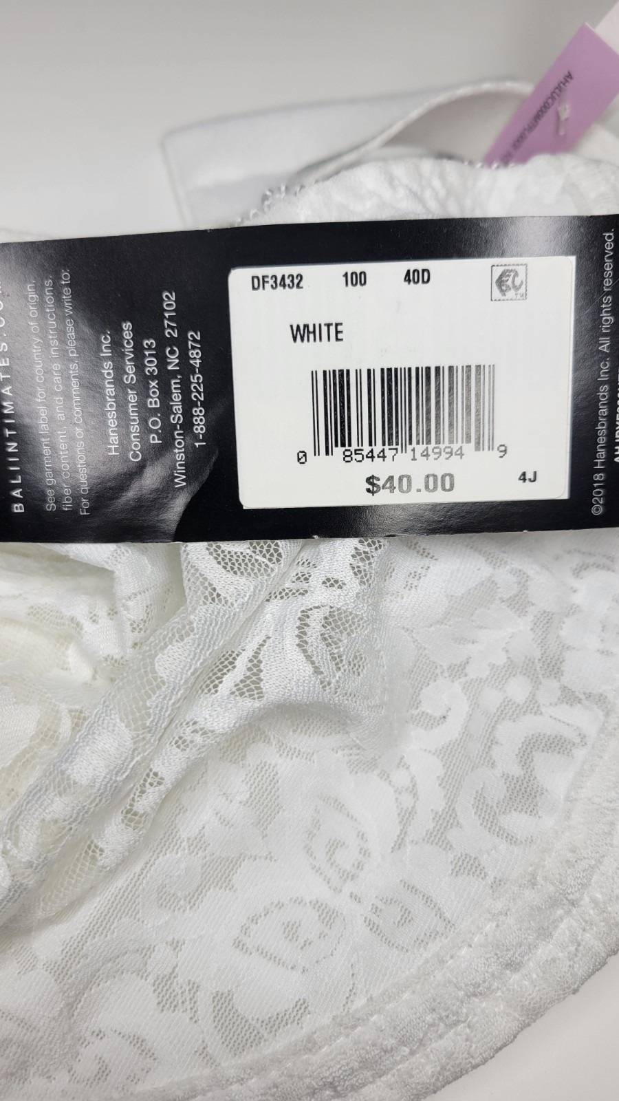Bali Lace ‘N Smooth Underwire Bra White 40D