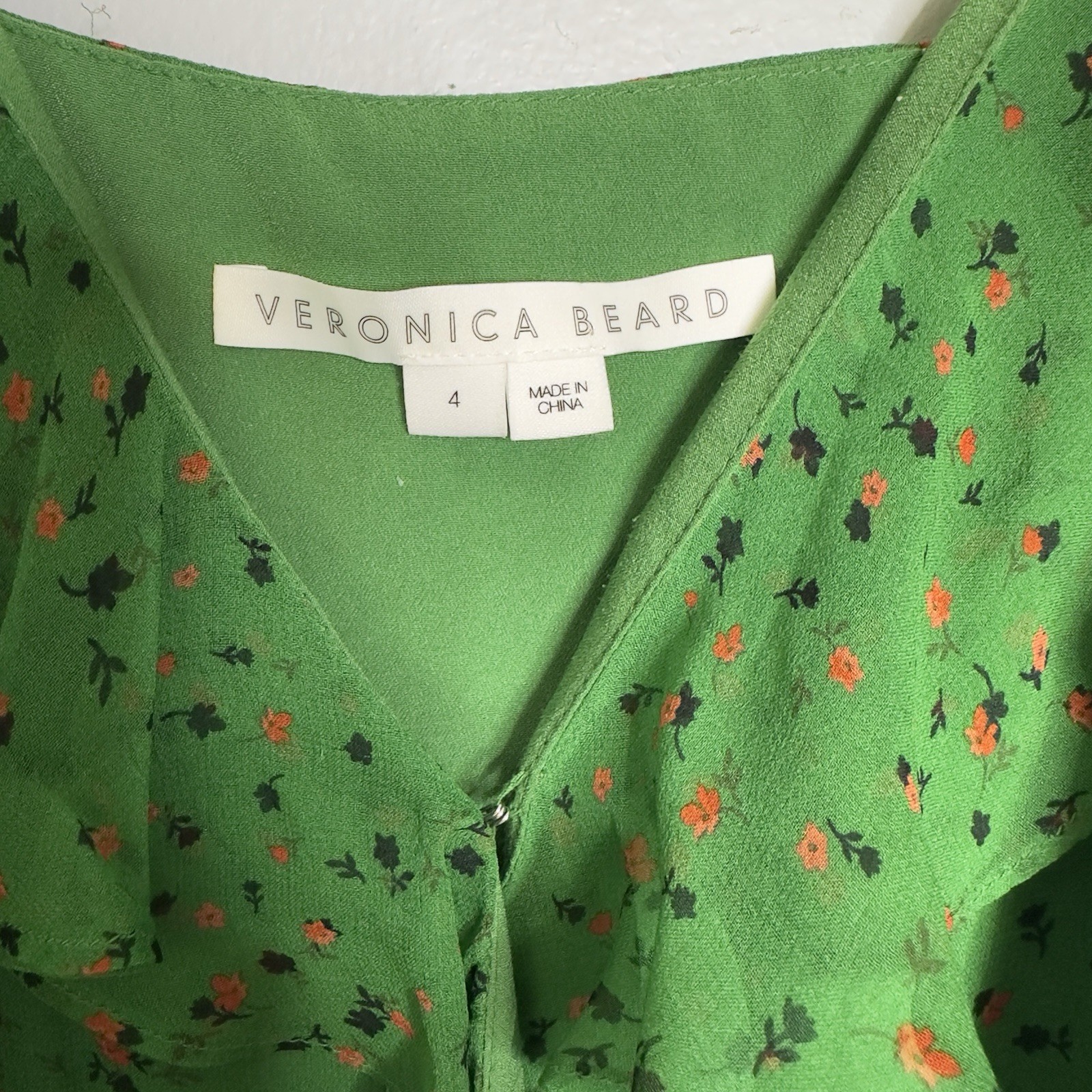 Veronica Beard Amal Ruffled Floral Silk-Chiffon Midi Dress In Green Multi Size 4