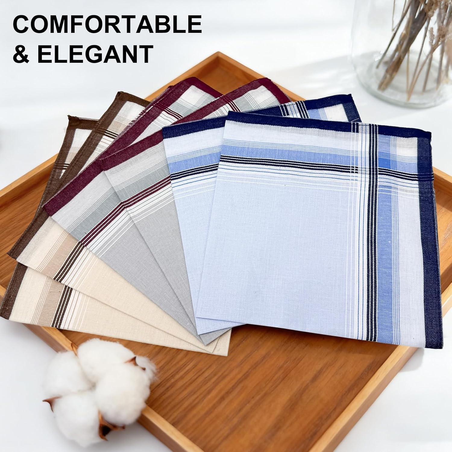 6 Pack Men’s Handkerchiefs, 100% Soft Cotton 16×16 Inch Checkered Pocket Squares