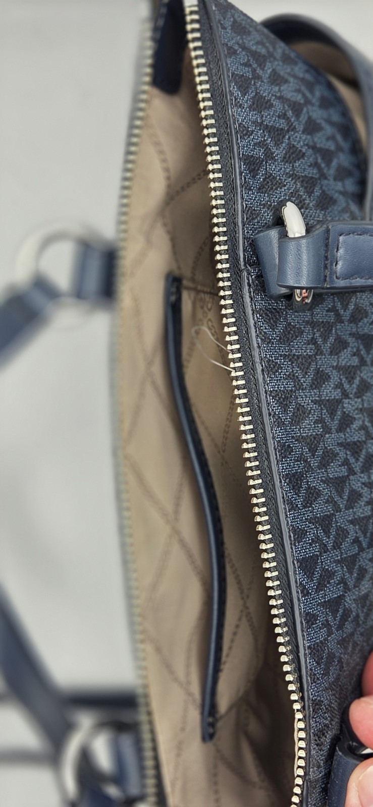 Michael Kors Blue Signature Coated Canvas and Leather Sullivan Satchel