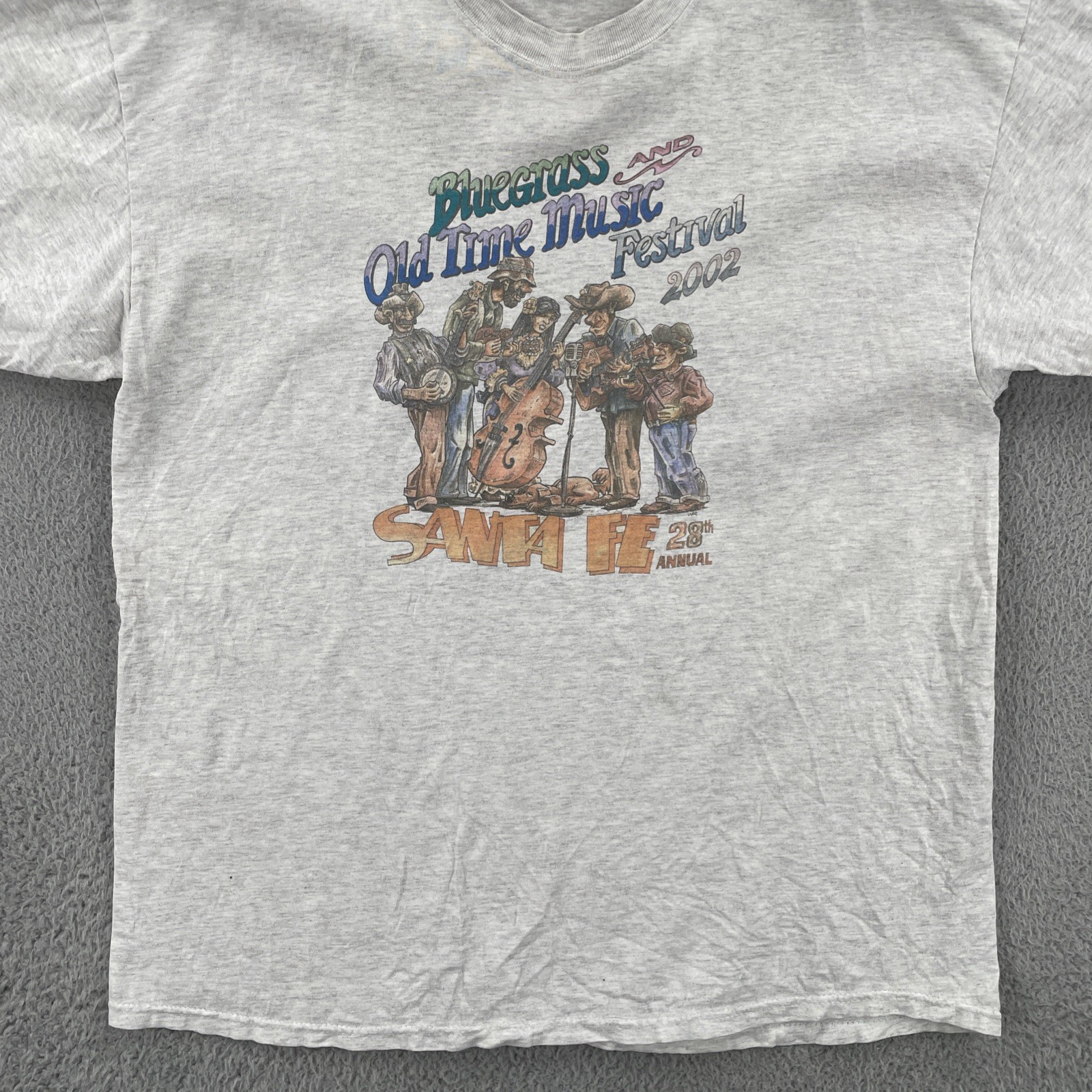 Vintage Hanes Beefy-T Men’s XL Gray T Shirt 2002 Santa Fe NM Bluegrass Festival