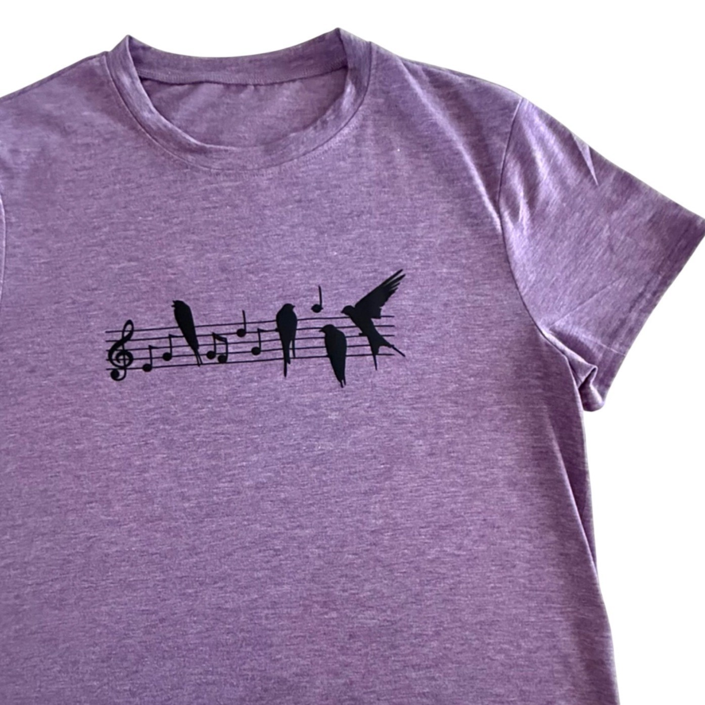 Bird Music Notes Shirt Womens XL Purple Graphic Tee Choircore Top