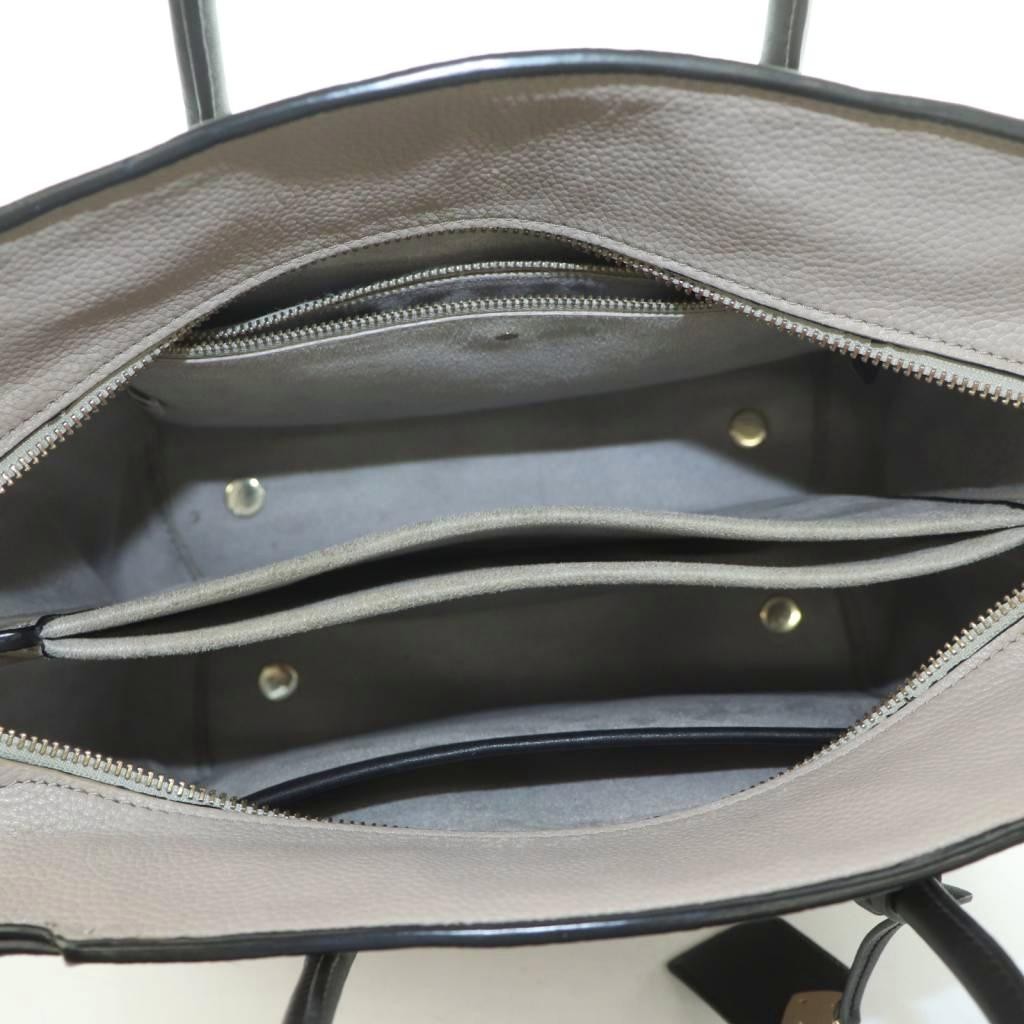 Used Kate Spade Grace Medium Satchel Handbag Leather Two Tone Color Greige Black
