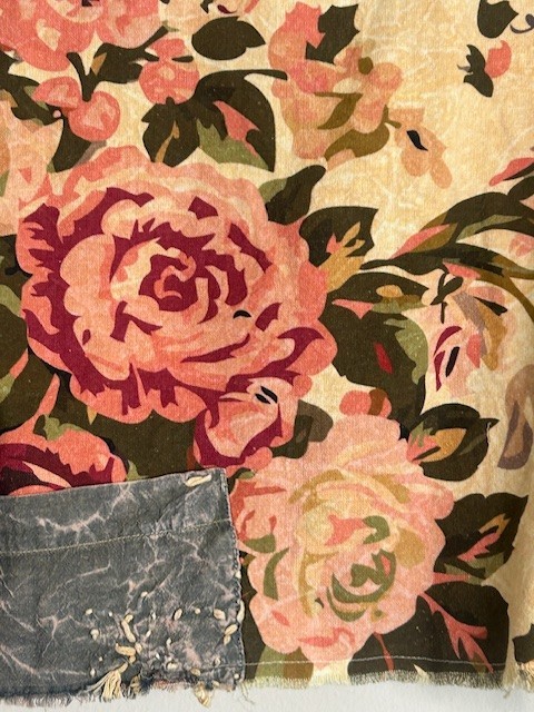#1396 A Rare Bird Chambray Knotted Floral Mixed Shabby Chic Shirt/Jacket NWT