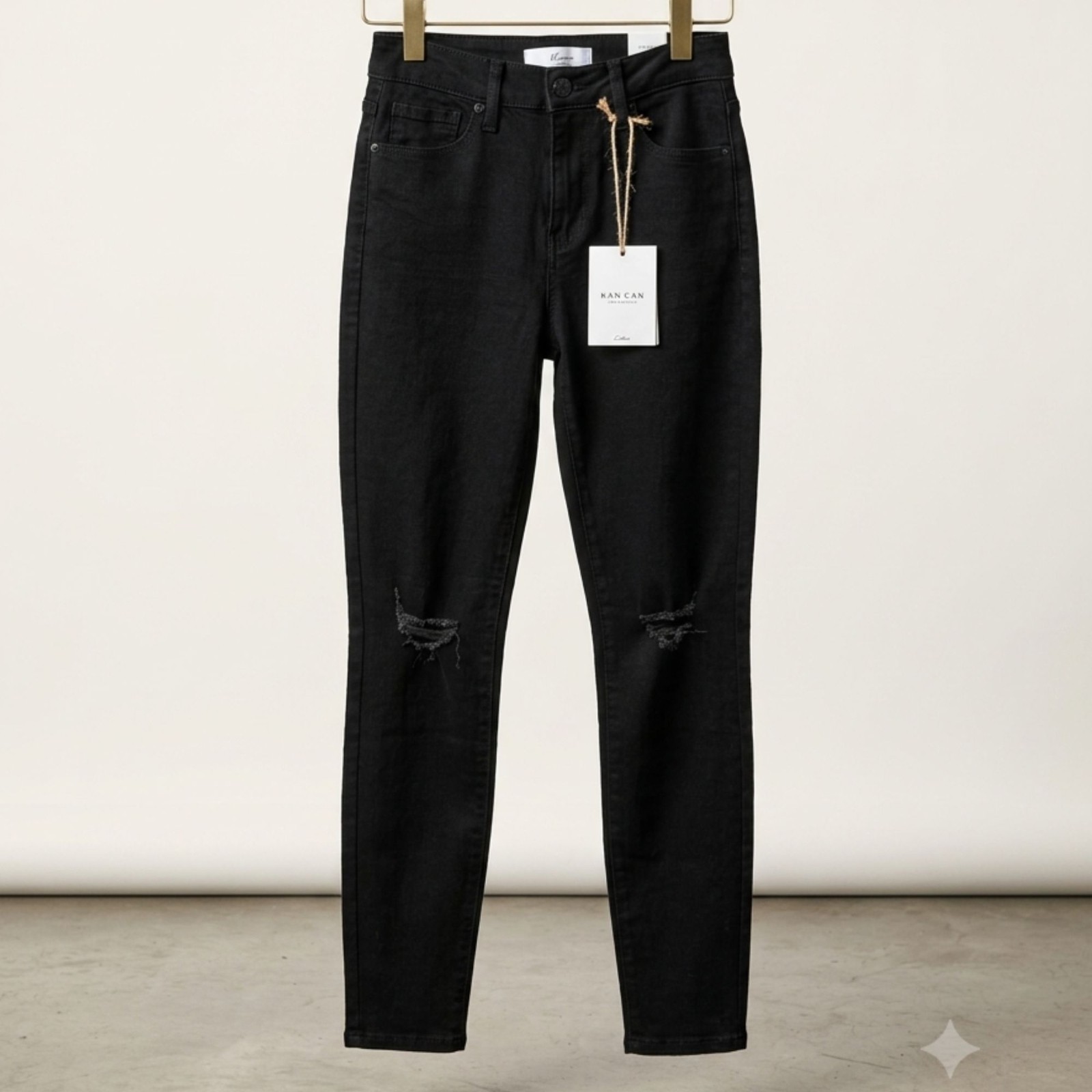 NWT KanCan High Waisted Black Skinny Jeans Distressed Women’s Size 3/25 Denim