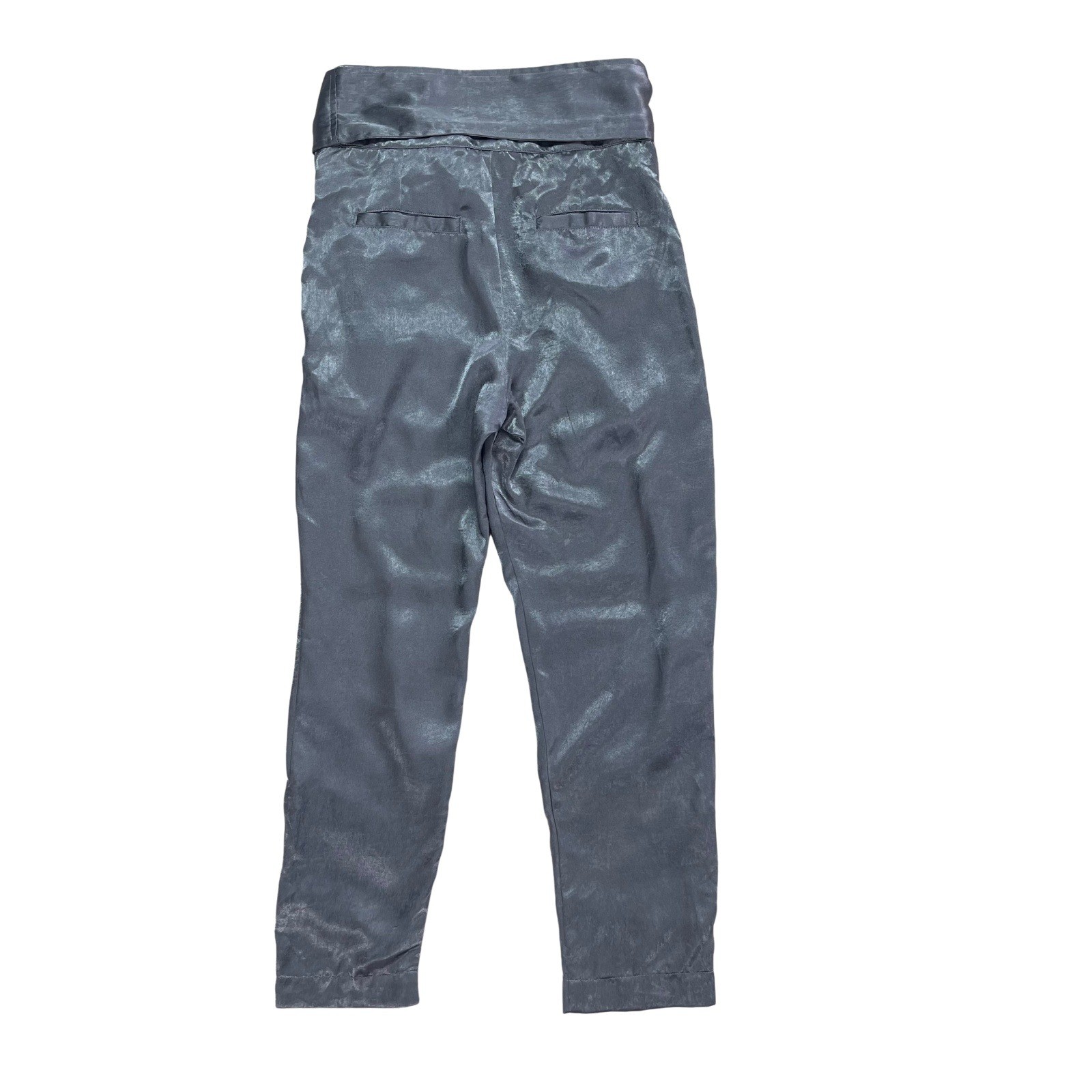 Overlover Womens Gray Pants Sz 2 Shimmer Metallic Cocktail Chic Quiet Luxury