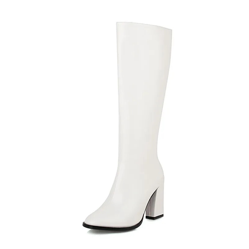 New For Girl Women’s Elegant Knee High Boots High Boots Zipper Heeled Long Shoes