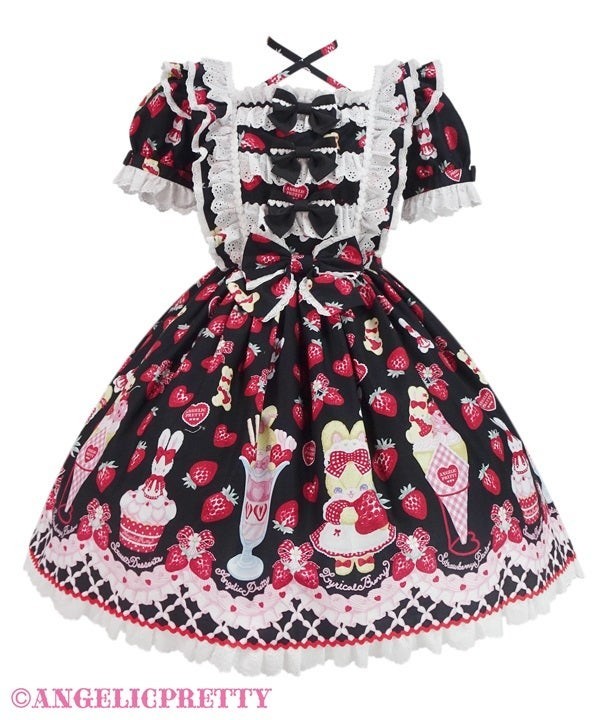 Lyrical Bunny Parlor OP In Black By Angelic Pretty Lolita Dress Japanese Fashion