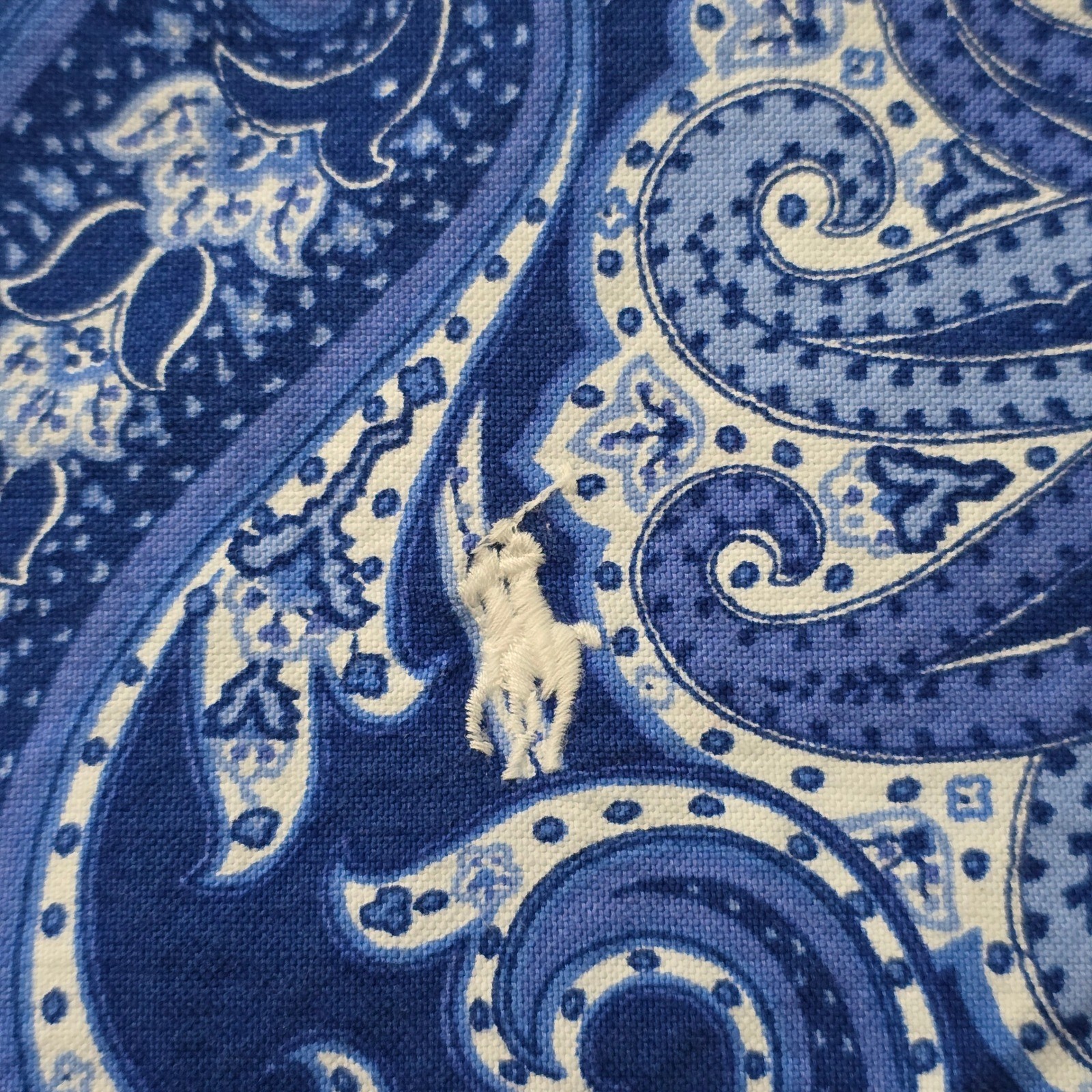 Polo Ralph Lauren Mens 2XLT Blue Paisley Short Sleeve Button Down Shirt Tall