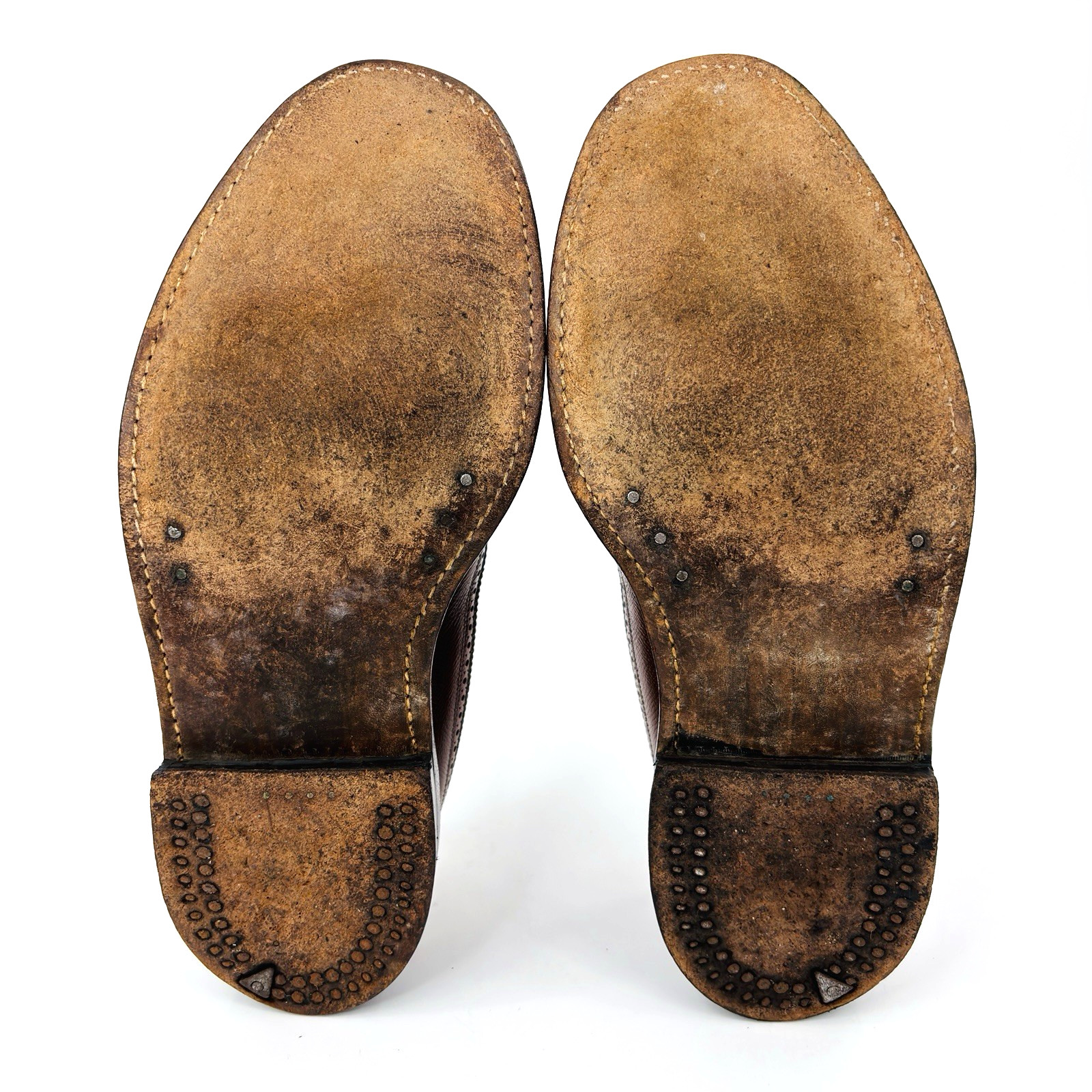 Men 9 D Vintage Florsheim Imperial Long Wingtip Dress Shoe Brown Leather V Cleat