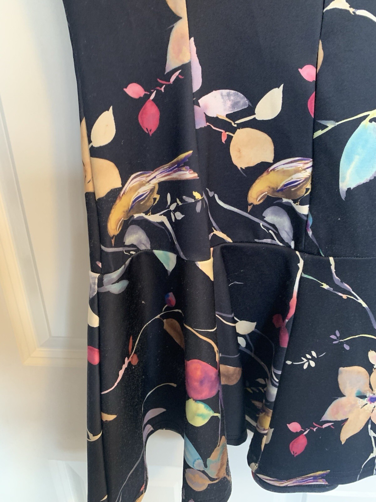 Short Black Dress Size 12 Floral design – Free Returns
