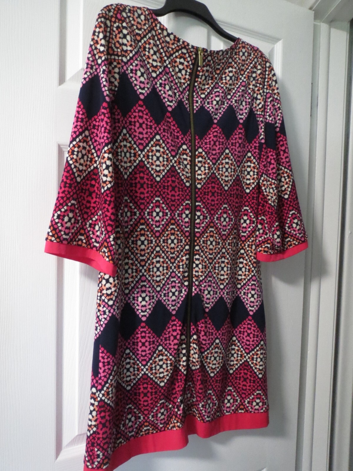 Eliza J Pink~Blue~White Geometric Boho Sheath Dress, Sz 6