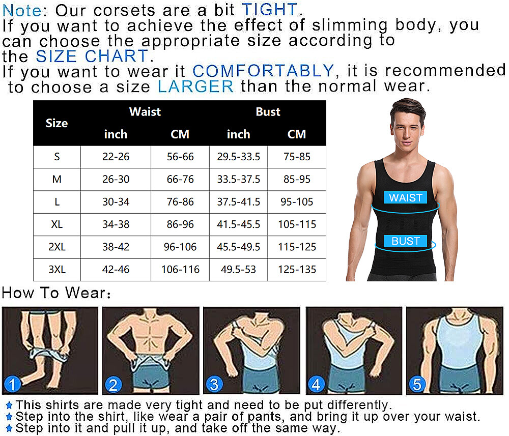 Men Gynecomastia Compression Undershirt Body Shaper Slimming Belly Vest Tank Top