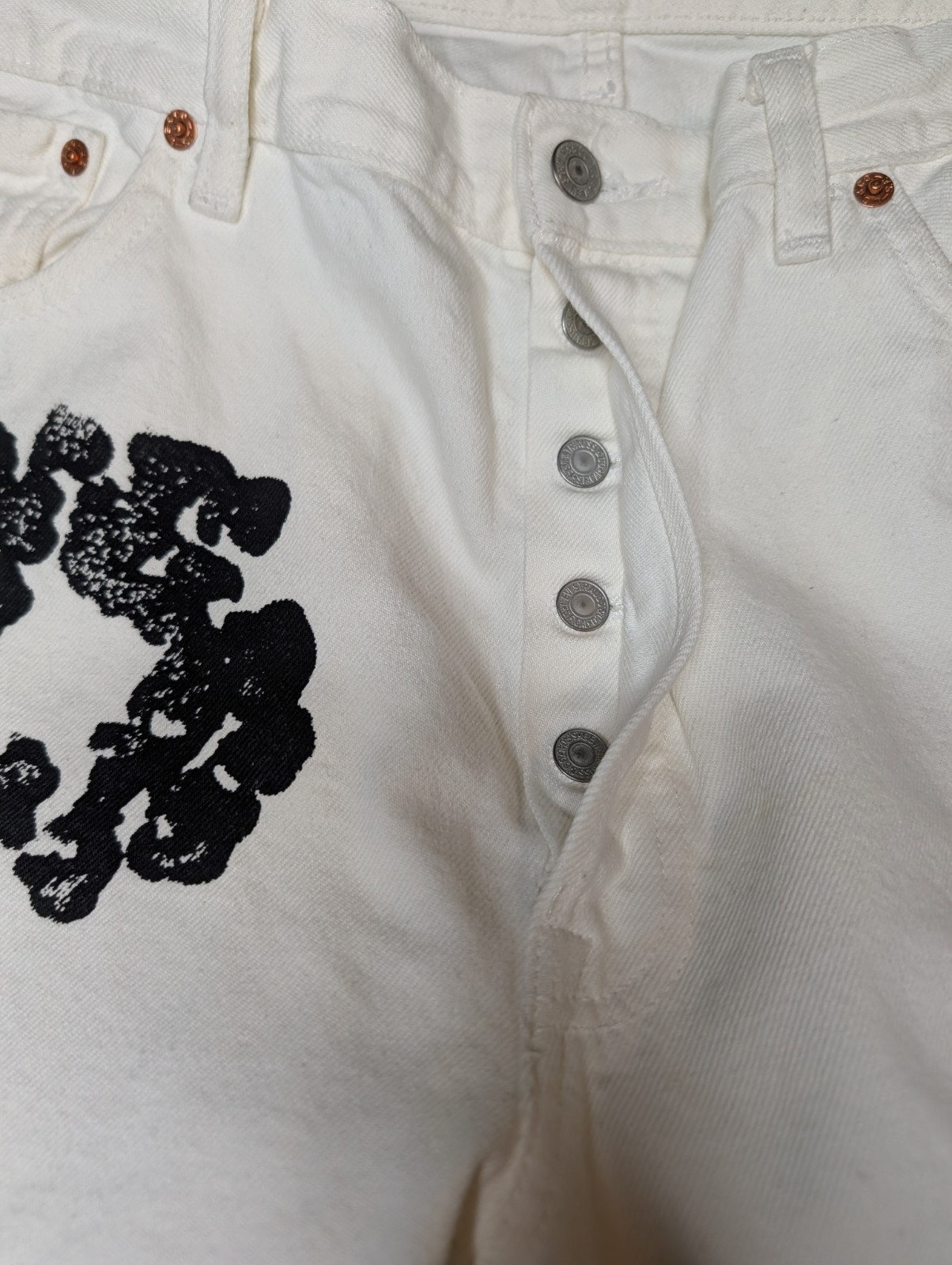 Levi’s Jeans X Denim Tears Floral Embroidered White Straight Men Size 36