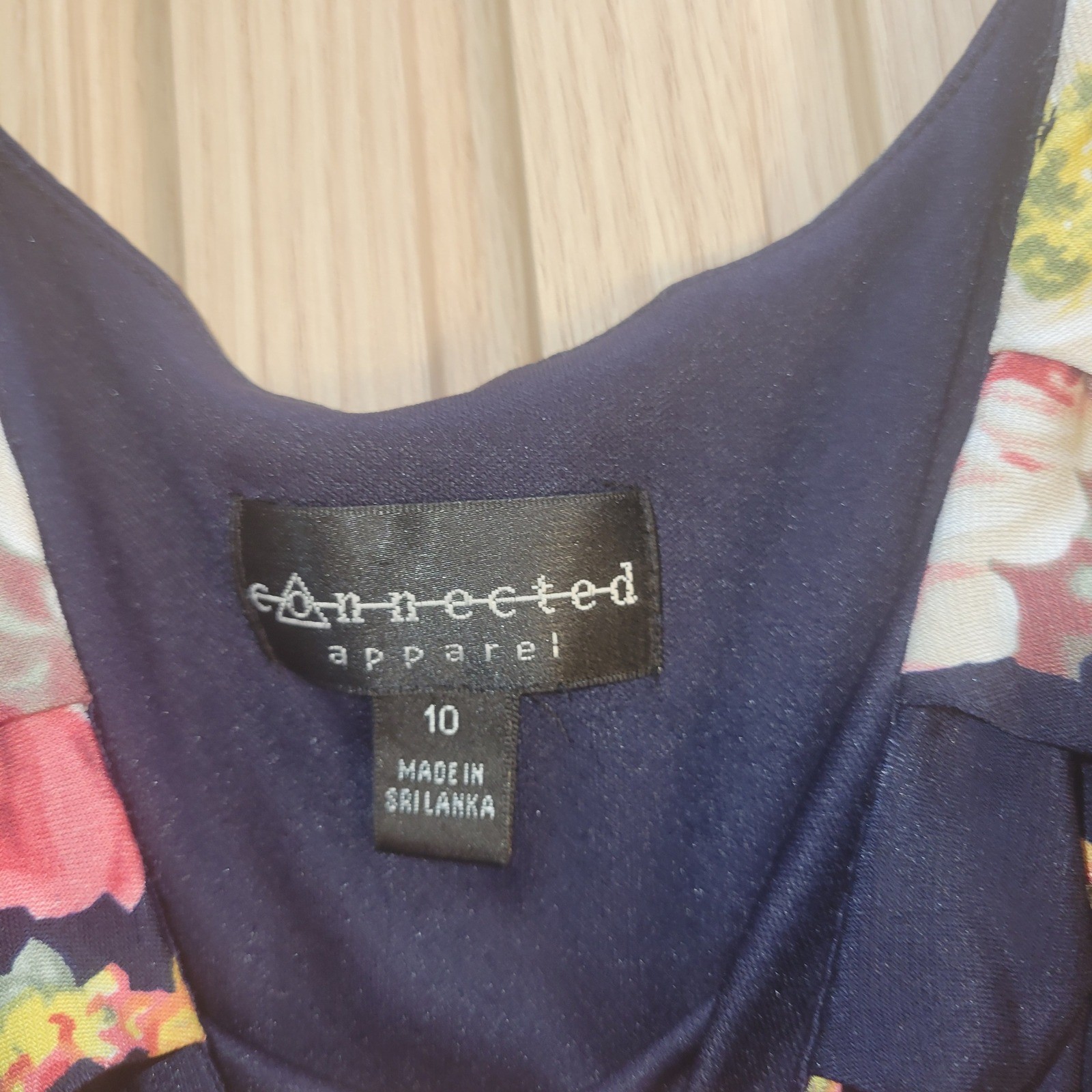 Connected Apparel Navy Blue Floral Sleeveless A-Line Dress TJA71594M Womens 10