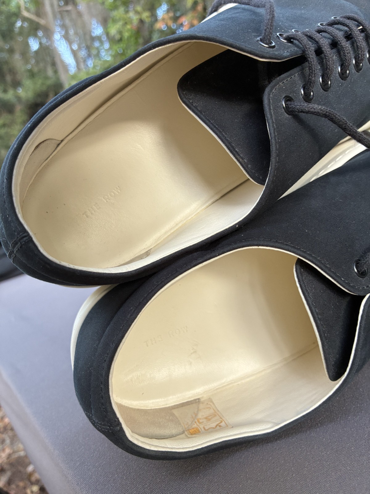 The Row Marie H Lace-up Black Canvas Sneakers Size 42.5