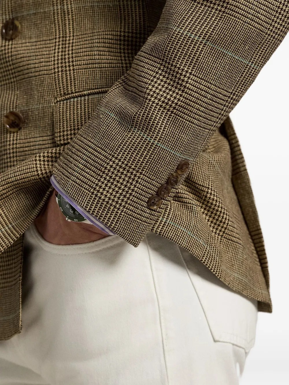 Business Check Mens Jackets Suits Slim Fit Peak Lapel Outwear Double Breasted