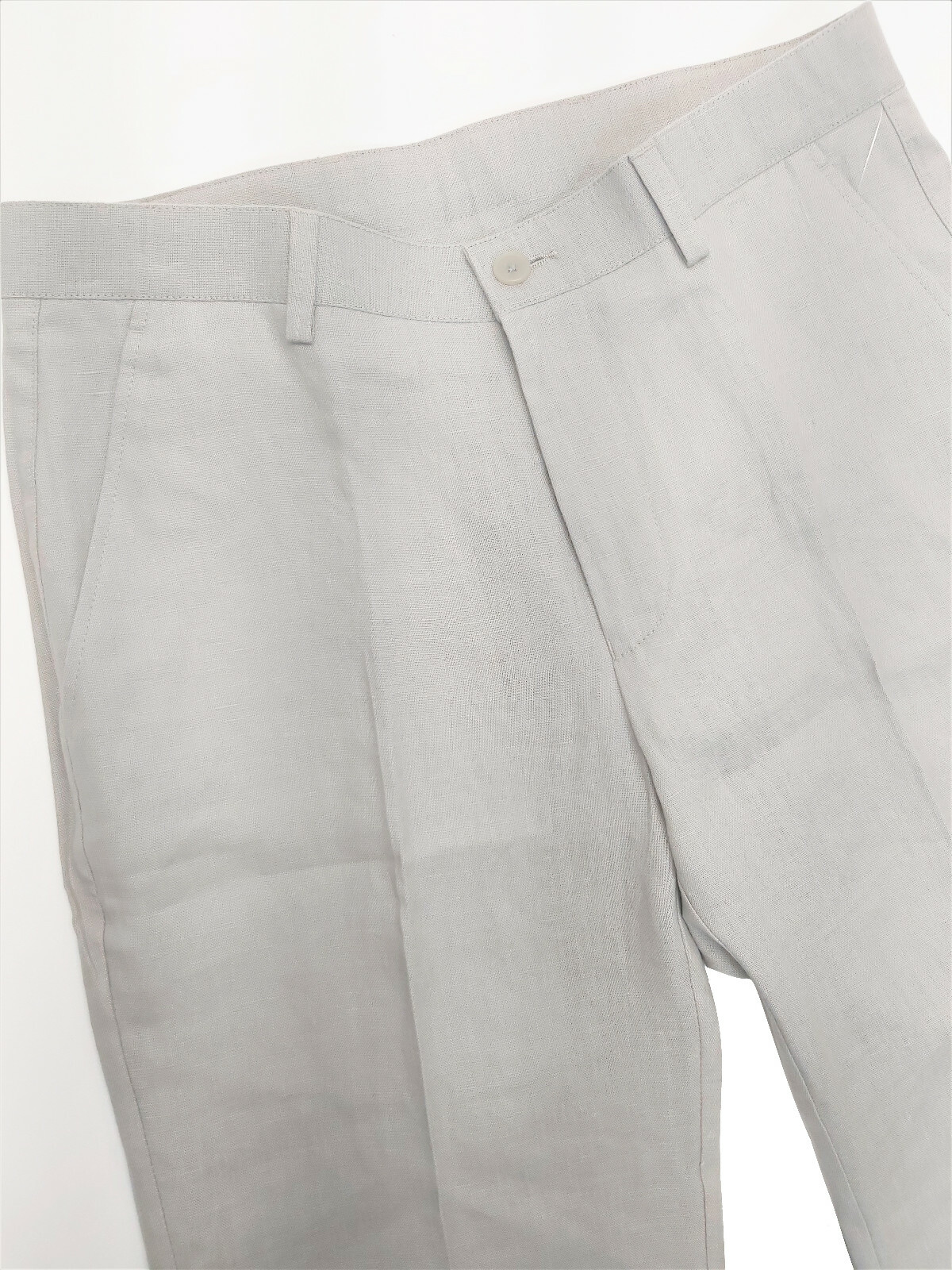 Calvin Klein Men’s Classic Slim Fit Solid Linen 4-Pocket Pants, 34Wx30L, Grey
