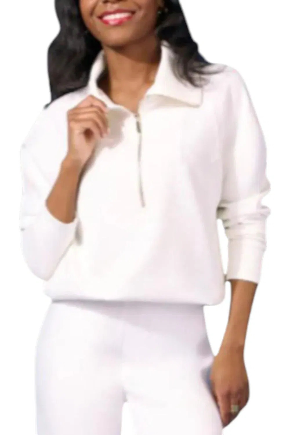 Joy Performance Women’s Buttersoft Jacket Half Zip Top White