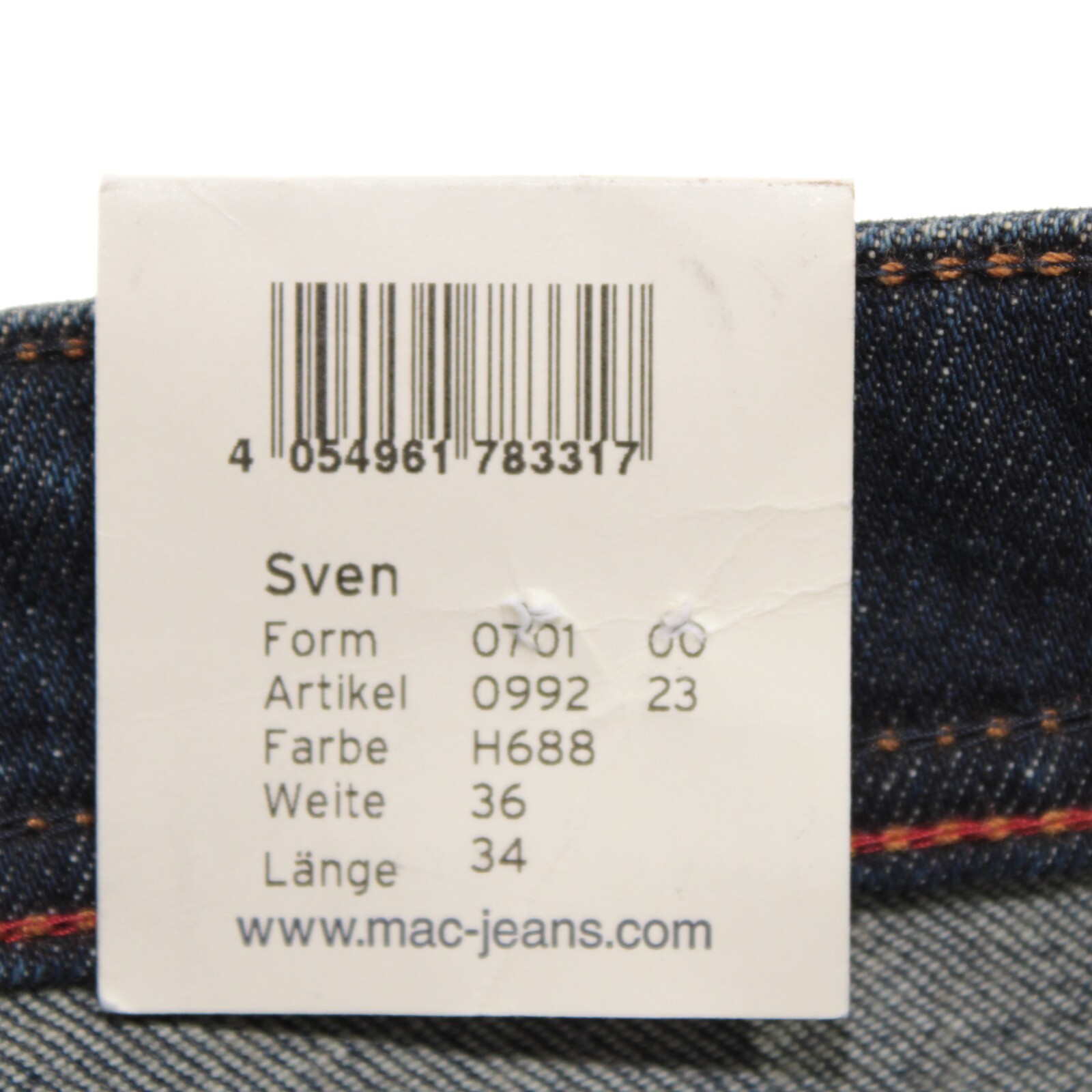 Mac Jeans NWT Workout Denim Jeans Size 36 US Sven in Blue Cotton Blend