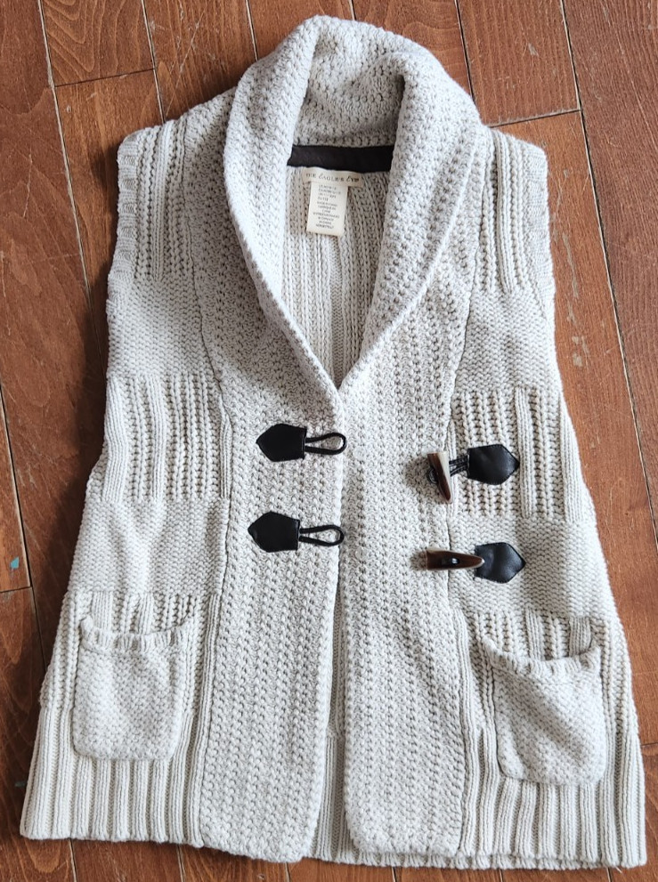 Pre-Owned Excellent Eagle’s Eye Knit Sweater Vest Girls Sz M 10-12 Beige