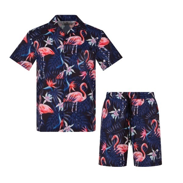 Men’s 2 Piece Matching Summer Hawaiian Beach Outfit Short Sleeve Set Sizes S-2XL