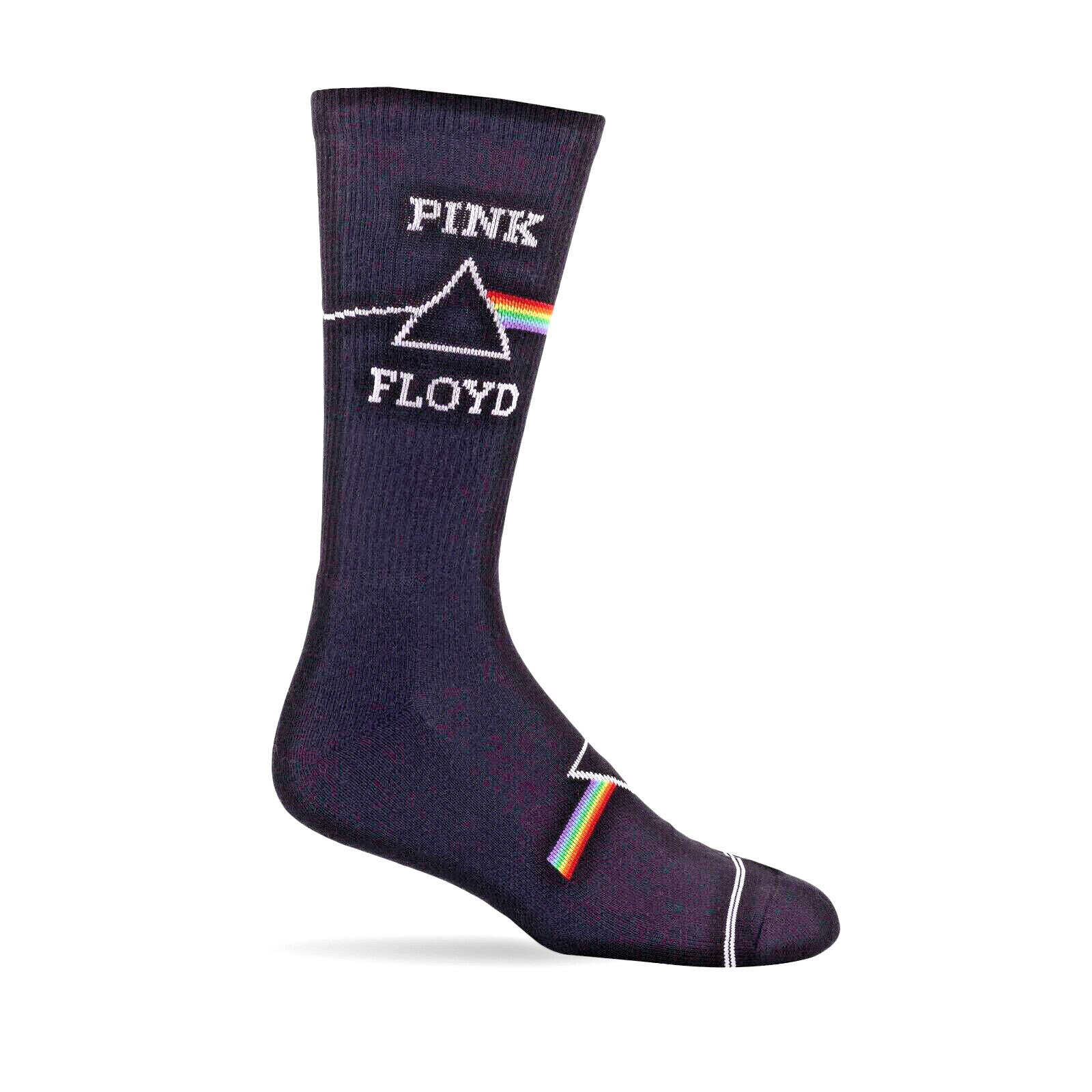 Mens Officially Licensed Rock Band PINK FLOYD Dark Side Logo Crew Length Socks