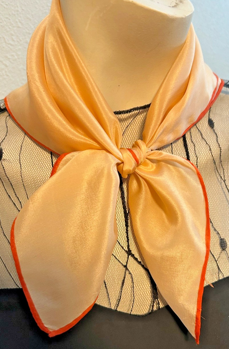 Anne Klein – Vintage 21 x 21 In. Peach/Orange, Solid Color, Silk Scarf -VS-118