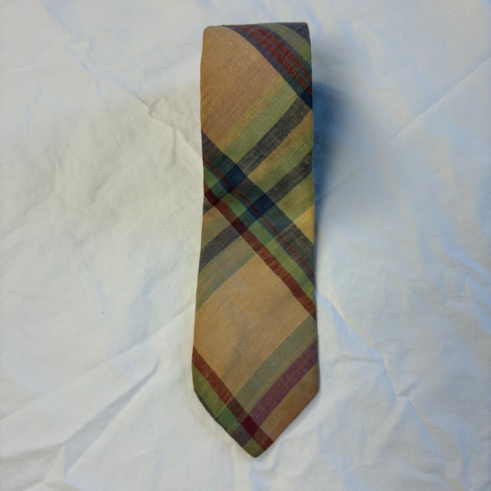 Jack Henry Vintage Hand Woven Mens Tie Cotton Madras Plaid Ivy League Academic
