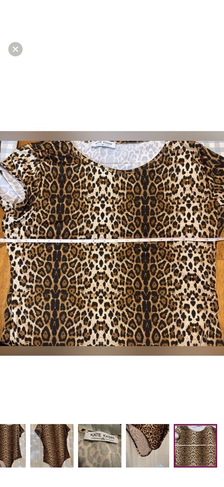 KATE KASIN XXL Leopard Print Bodysuit One Piece Button Accent