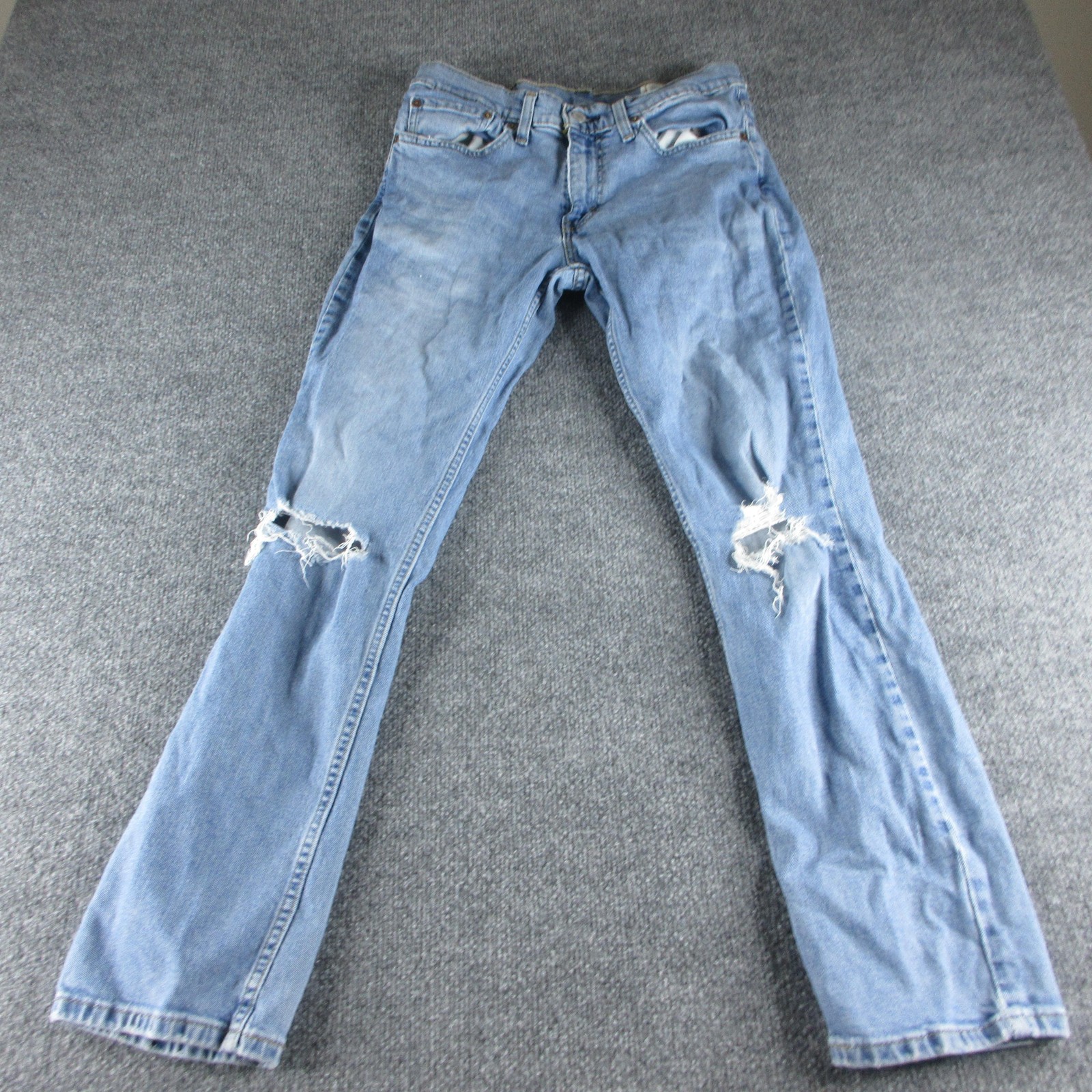 Levis 511 Jeans Mens 32×30 Blue Slim Straight Light Wash Distressed Denim
