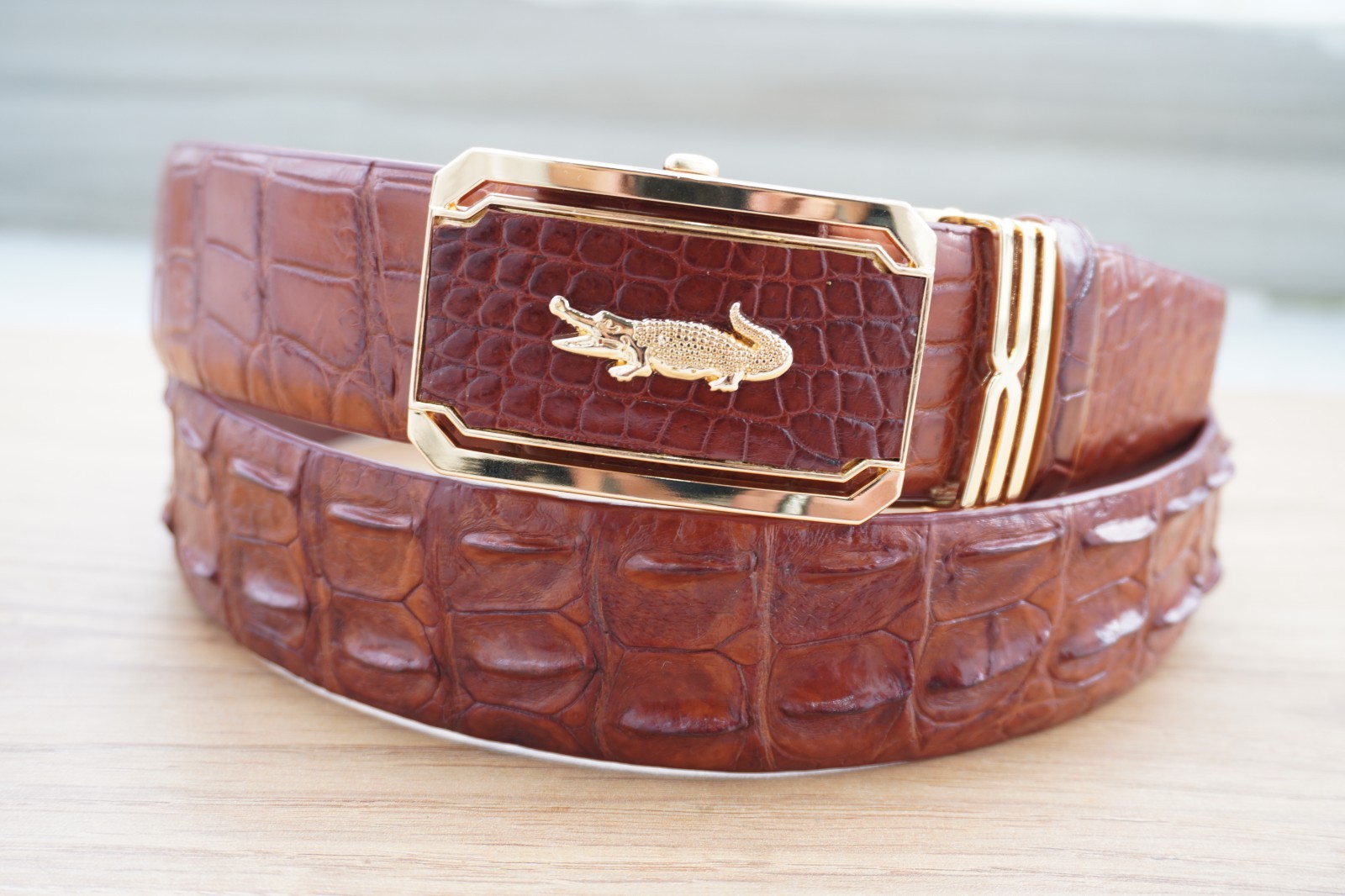 Red Brown Genuine CROCODILE Hornback LEATHER Skin Men’s Belt -W 1.5 inch # C56