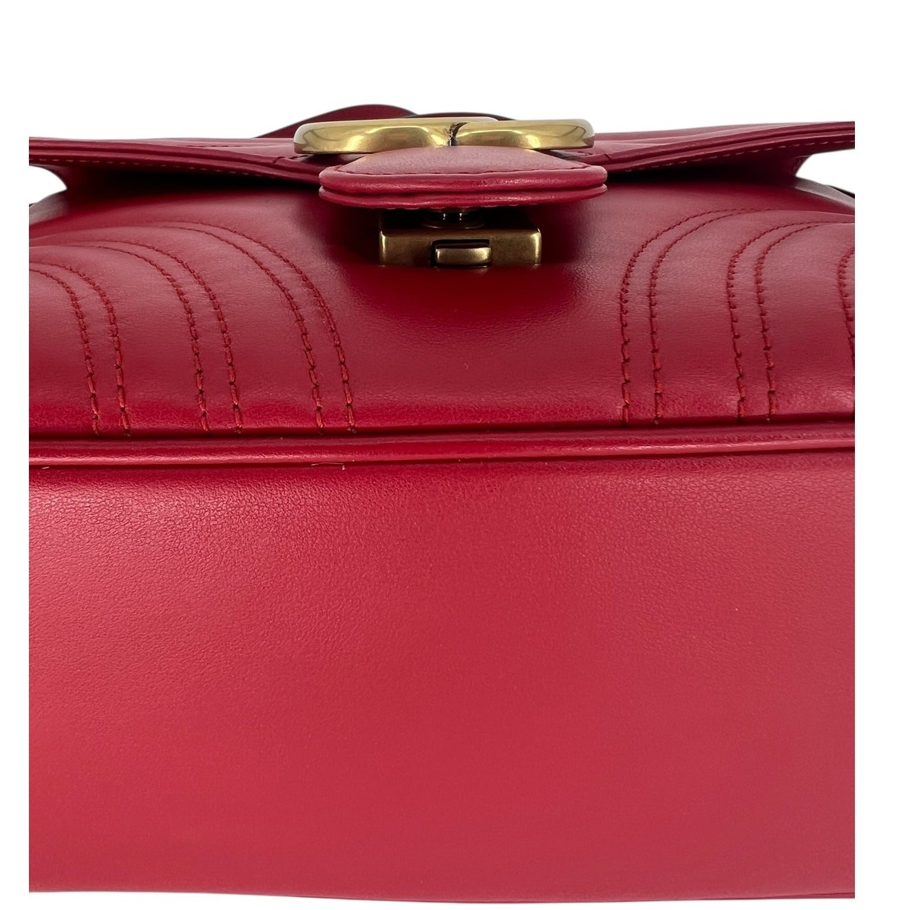 Gucci GG Marmont Small Matelasse Leather Top Handle Bag Hibiscus Red
