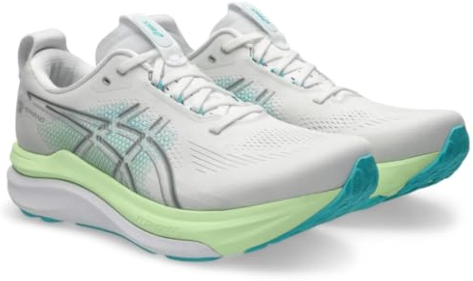 ASICS, Men’s, Gel-Kayano 33, White/Energy Aqua, 14, Wide – White/Energy Aqua – 1