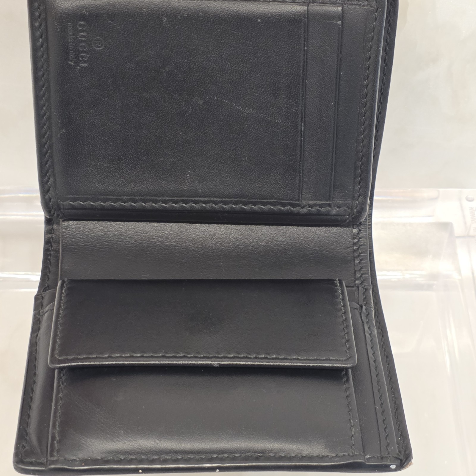 Gucci Black Tiger Print Bi Fold Slim Wallet With Certificate Of Authenticty