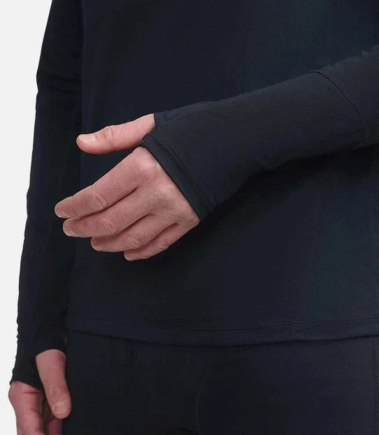 Paradox Men’s 1/4 Zip Merino Blend Performance Base Layer Top, Black, Size L