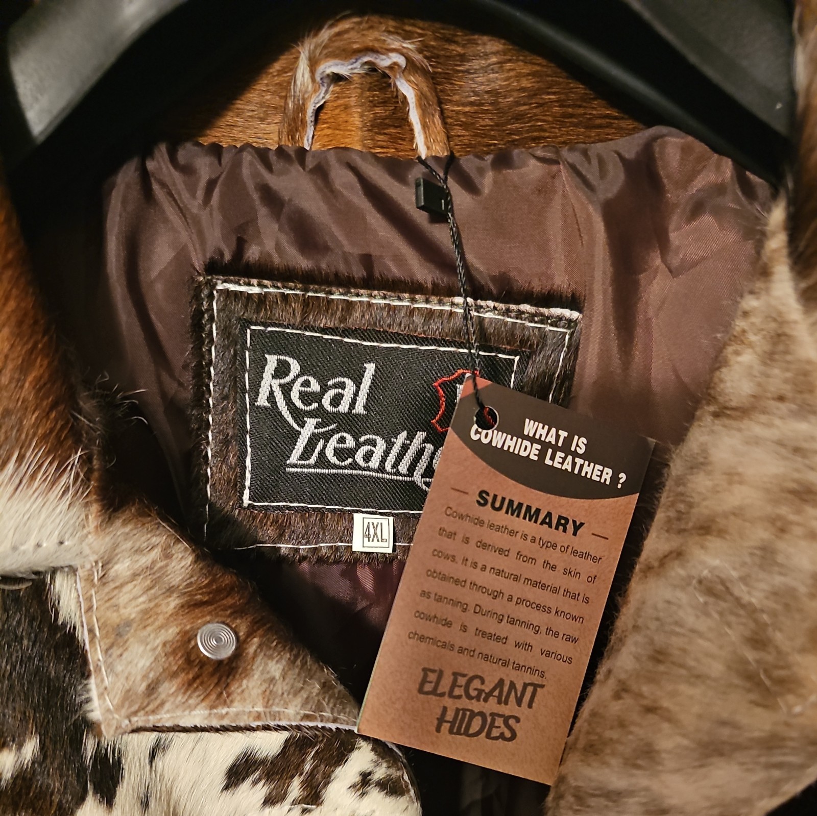 Men’s Western Cowhide Leather Jacket Real Hair-On Pony Skin Stylish Trucker Coat