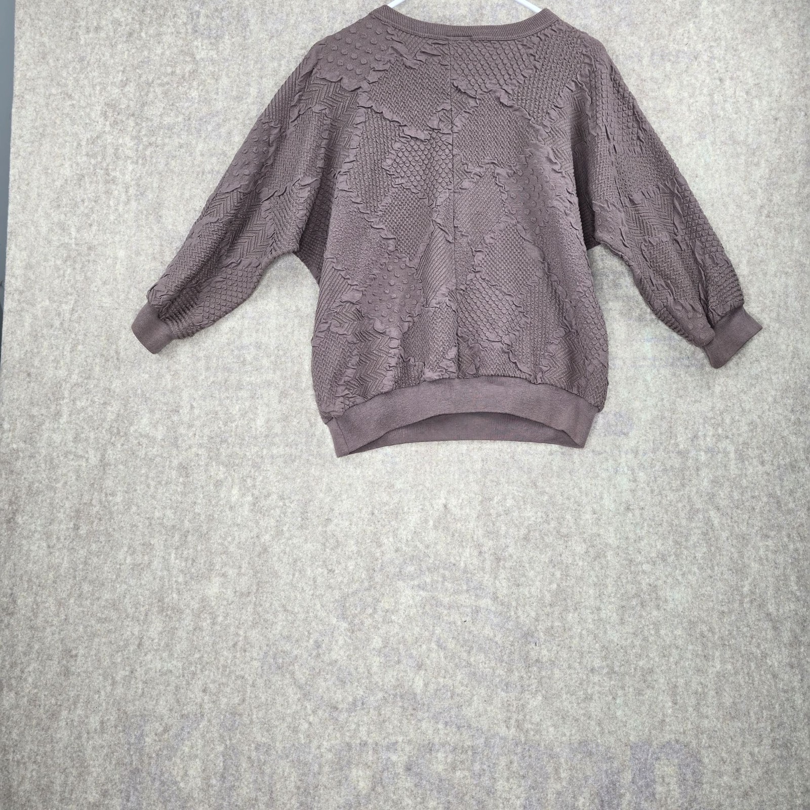 Donnkenny Brown Textured Knit Pullover Sweater Size M Polyester Blend