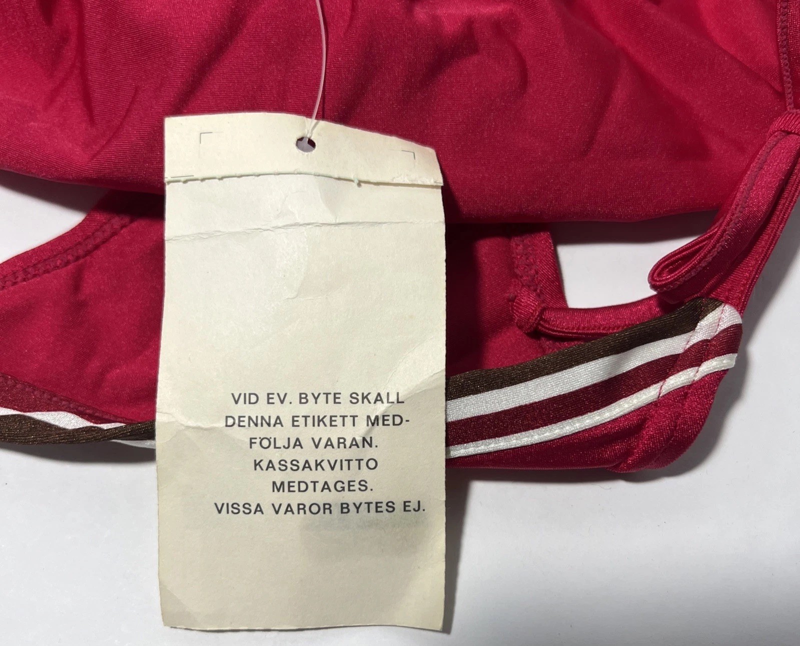 Ahlens Tempo Bikini Pinks Stripes Original Tag Europe Sweden Size 40 NOS 1980s