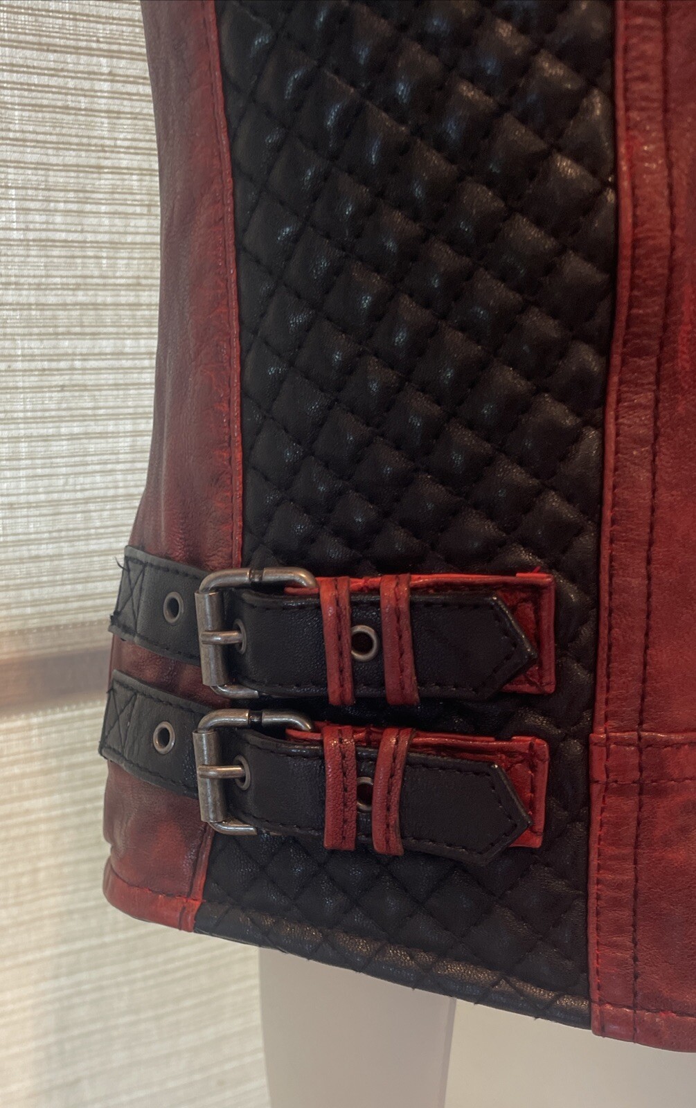 Benheart Limited Edition Red/Blk Moto Leather Jacket Made Italy Sz. 44 US 6 NWOT