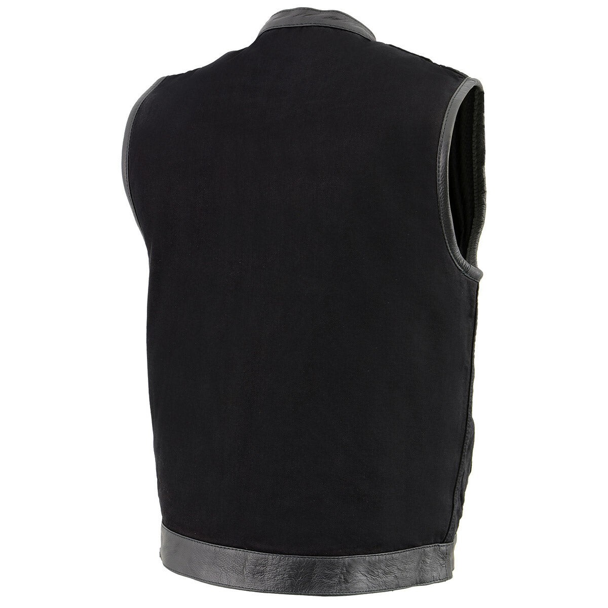 Milwaukee Leather 3010 Men’s Black Denim Club Style Biker Vest with Leather Trim