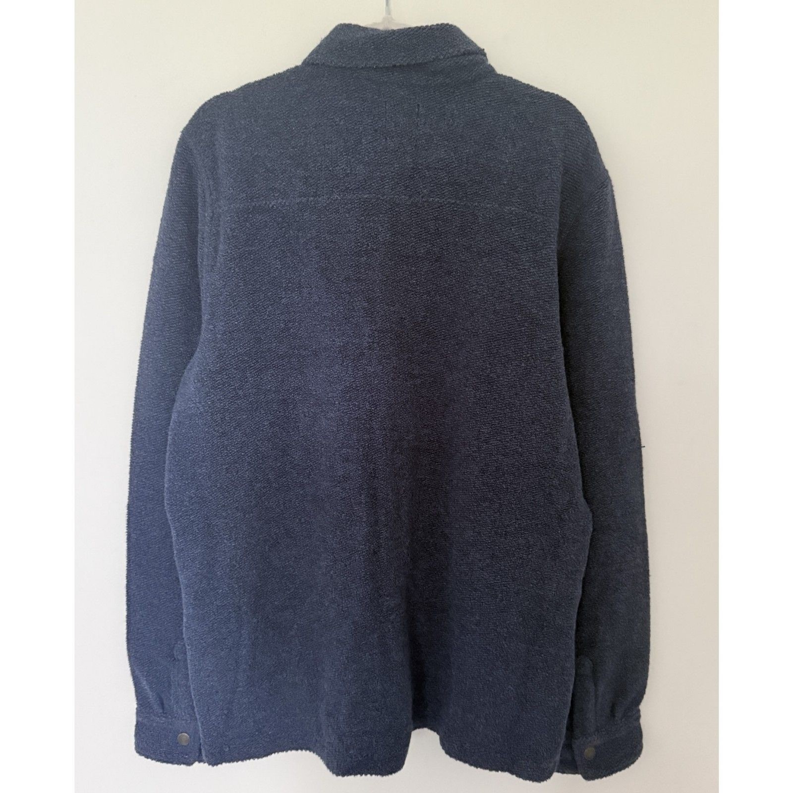 prAna Mens IncrediWool Overshirt Stormy Night Heather Wool Flannel Layer Sz L